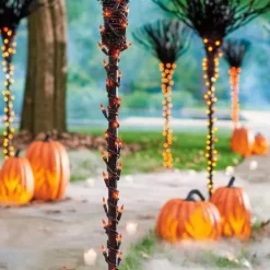 Halloween Pumpkin Lantern Jack-O-Lantern Battery Operated Lighted Flame Pumpkin Party Favor Outdoor Garden Decoration