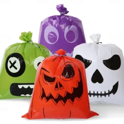 Halloween Pumpkin Leaf Bags - 2 Pack, Plastic, Funny Expressions, Lawn Decorations, Party Supplies