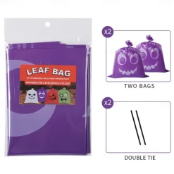 Halloween Pumpkin Leaf Bags - 2 Pack, Plastic, Funny Expressions, Lawn Decorations, Party Supplies