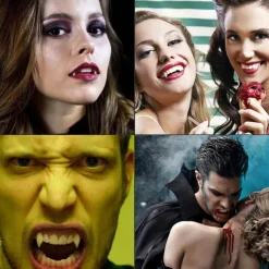 Halloween Retractable Vampire Teeth Dentures Zombie Teeth Silicone Dentures Halloween Decoration Horror Vampire Party Props Decoration