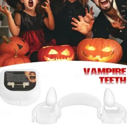 Halloween Retractable Vampire Teeth Dentures Zombie Teeth Silicone Dentures Halloween Decoration Horror Vampire Party Props Decoration