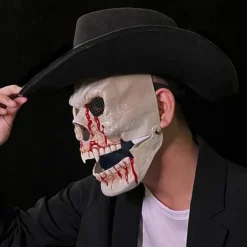 Halloween Scary Skull Mask - Realistic Half Face Skull Mask with Movable Jaw, Breathable Mesh, Adjustable Straps - Perfect for Cosplay, Halloween, Masquerade Parties