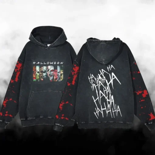 Halloween Scream Ghostface Skull Skeleton Hoodie Oversized Acid Washed Tee Print Front Pocket Graphic For Couple's Men's Women's Adults' Masquerade Hot Stamping Casual Daily