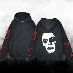 Halloween Scream Ghostface Skull Skeleton Hoodie Oversized Acid Washed Tee Print Front Pocket Graphic For Couple's Men's Women's Adults' Masquerade Hot Stamping Casual Daily