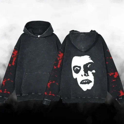 Halloween Scream Ghostface Skull Skeleton Hoodie Oversized Acid Washed Tee Print Front Pocket Graphic For Couple's Men's Women's Adults' Masquerade Hot Stamping Casual Daily
