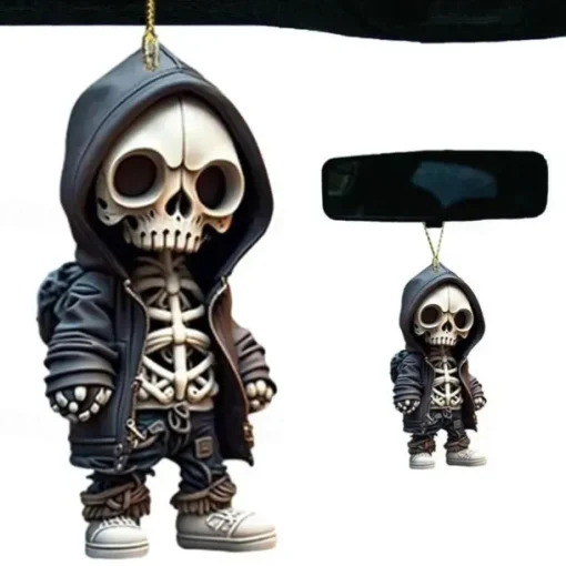 Halloween Skeleton Pendant, Car Rearview Mirror Ornament, Acrylic Car Suspension Interior Decoration Pendant