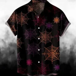 Halloween Skeleton Skull Pumpkin Hawaiian Shirts Aloha Shirt Print For Men's Adults' Halloween Carnival Masquerade 3D Print Party Halloween
