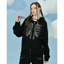 Halloween Skeleton Skull Hoodie Outerwear Zip-Up Hoodie Kings Day For Men's Women's Adults' Halloween Carnival Hot Stamping Party Casual Daily