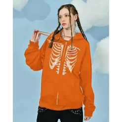 Halloween Skeleton Skull Hoodie Outerwear Zip-Up Hoodie Kings Day For Men's Women's Adults' Halloween Carnival Hot Stamping Party Casual Daily
