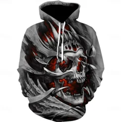 Halloween Skeleton Skull Hoodie Cartoon Manga Anime 3D Front Pocket Graphic For Couple's Men's Women's Adults' Back To School 3D Print Casual Daily