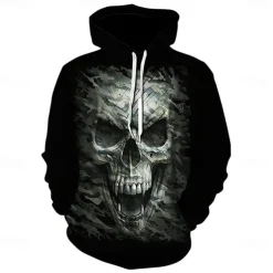 Halloween Skeleton Skull Hoodie Cartoon Manga Anime 3D Front Pocket Graphic For Couple's Men's Women's Adults' Back To School 3D Print Casual Daily