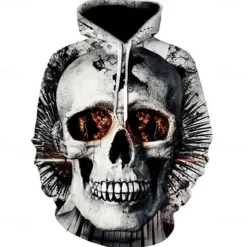 Halloween Skeleton Skull Hoodie Cartoon Manga Anime 3D Front Pocket Graphic For Couple's Men's Women's Adults' Back To School 3D Print Casual Daily