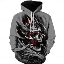 Halloween Skeleton Skull Hoodie Cartoon Manga Anime 3D Front Pocket Graphic For Couple's Men's Women's Adults' Back To School 3D Print Casual Daily