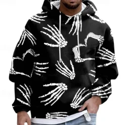 Halloween Skeleton Skull Hoodie Pullover Anime 3D Front Pocket Graphic For Couple's Men's Women's Adults' Halloween Carnival Masquerade 3D Print Party Casual Daily