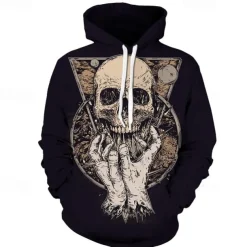 Halloween Skeleton Skull Hoodie Cartoon Manga Anime 3D Front Pocket Graphic For Couple's Men's Women's Adults' Halloween Carnival Masquerade 3D Print Casual Daily