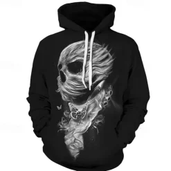 Halloween Skeleton Skull Hoodie Cartoon Manga Anime 3D Front Pocket Graphic For Couple's Men's Women's Adults' Halloween Carnival Masquerade 3D Print Casual Daily