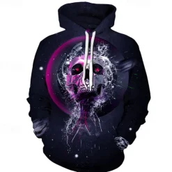Halloween Skeleton Skull Hoodie Cartoon Manga Anime 3D Front Pocket Graphic For Couple's Men's Women's Adults' Halloween Carnival Masquerade 3D Print Casual Daily
