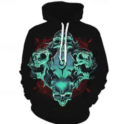 Halloween Skeleton Skull Hoodie Cartoon Manga Anime 3D Front Pocket Graphic For Couple's Men's Women's Adults' Halloween Carnival Masquerade 3D Print Casual Daily