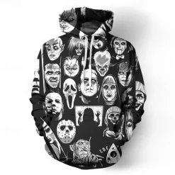 Halloween Skeleton Skull Ghost Death Hoodie Cartoon Manga Anime 3D Front Pocket Graphic For Couple's Men's Women's Adults' Halloween Carnival Masquerade 3D Print