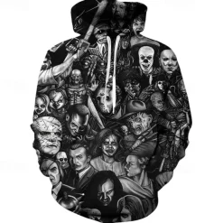 Halloween Skeleton Skull Ghost Death Hoodie Cartoon Manga Anime 3D Front Pocket Graphic For Couple's Men's Women's Adults' Halloween Carnival Masquerade 3D Print