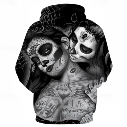 Halloween Skeleton Skull Ghost Death Hoodie Cartoon Manga Anime 3D Front Pocket Graphic For Couple's Men's Women's Adults' Halloween Carnival Masquerade 3D Print