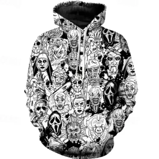 Halloween Skeleton Skull Ghost Death Hoodie Cartoon Manga Anime 3D Front Pocket Graphic For Couple's Men's Women's Adults' Halloween Carnival Masquerade 3D Print