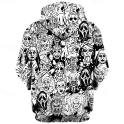Halloween Skeleton Skull Ghost Death Hoodie Cartoon Manga Anime 3D Front Pocket Graphic For Couple's Men's Women's Adults' Halloween Carnival Masquerade 3D Print