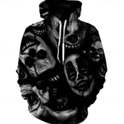 Halloween Skeleton Skull Ghost Death Hoodie Cartoon Manga Anime 3D Front Pocket Graphic For Couple's Men's Women's Adults' Halloween Carnival Masquerade 3D Print