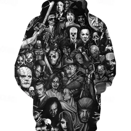 Halloween Skeleton Skull Ghost Death Hoodie Cartoon Manga Anime 3D Front Pocket Graphic For Couple's Men's Women's Adults' Halloween Carnival Masquerade 3D Print
