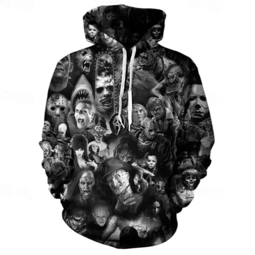 Halloween Skeleton Skull Ghost Death Hoodie Cartoon Manga Anime 3D Front Pocket Graphic For Couple's Men's Women's Adults' Halloween Carnival Masquerade 3D Print