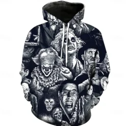 Halloween Skeleton Skull Ghost Death Hoodie Cartoon Manga Anime 3D Front Pocket Graphic For Couple's Men's Women's Adults' Halloween Carnival Masquerade 3D Print