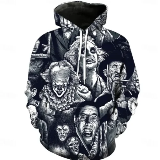 Halloween Skeleton Skull Ghost Death Hoodie Cartoon Manga Anime 3D Front Pocket Graphic For Couple's Men's Women's Adults' Halloween Carnival Masquerade 3D Print