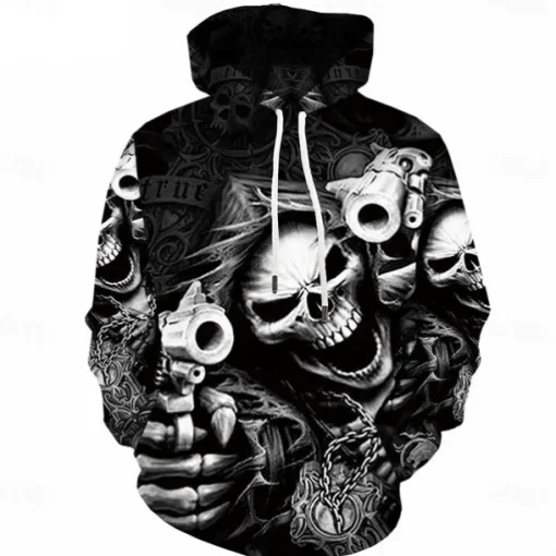 Halloween Skeleton Skull Ghost Death Hoodie Cartoon Manga Anime 3D Front Pocket Graphic For Couple's Men's Women's Adults' Halloween Carnival Masquerade 3D Print