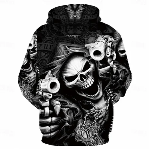 Halloween Skeleton Skull Ghost Death Hoodie Cartoon Manga Anime 3D Front Pocket Graphic For Couple's Men's Women's Adults' Halloween Carnival Masquerade 3D Print