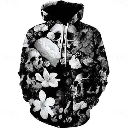 Halloween Skeleton Skull Ghost Death Hoodie Cartoon Manga Anime 3D Front Pocket Graphic For Couple's Men's Women's Adults' Halloween Carnival Masquerade 3D Print