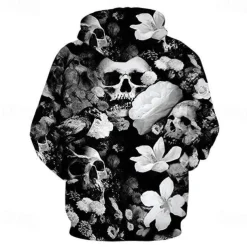 Halloween Skeleton Skull Ghost Death Hoodie Cartoon Manga Anime 3D Front Pocket Graphic For Couple's Men's Women's Adults' Halloween Carnival Masquerade 3D Print