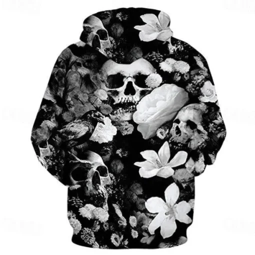 Halloween Skeleton Skull Ghost Death Hoodie Cartoon Manga Anime 3D Front Pocket Graphic For Couple's Men's Women's Adults' Halloween Carnival Masquerade 3D Print