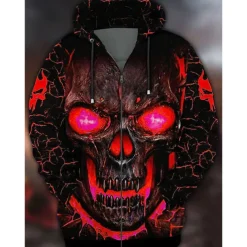 Halloween Skeleton Skull Cartoon Manga Outerwear Anime 3D Graphic For Couple's Men's Women's Adults' Back To School 3D Print Casual Daily