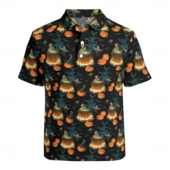 Halloween Skeleton Skull Pumpkin Hawaiian Shirts Aloha Shirt Print Halloween For Men's Adults' Halloween Carnival Masquerade 3D Print Party Halloween