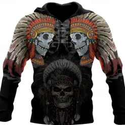 Halloween Skeleton Skull Death Hoodie Cartoon Manga 3D Front Pocket Graphic For Men's Adults' Halloween Carnival Masquerade 3D Print Casual Daily