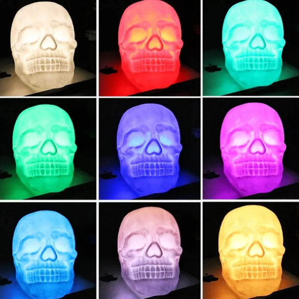 Halloween Skull Lamp Skeleton LED Night Light with 7 Changing Color Light and Remote Control for Home Decoration Halloween