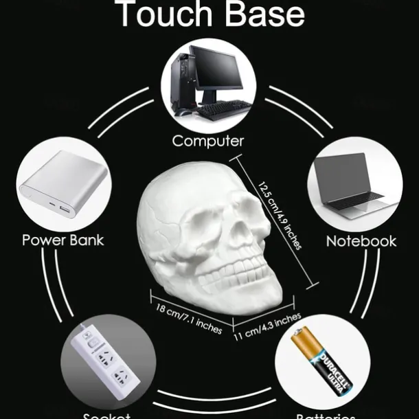 Halloween Skull Lamp Skeleton LED Night Light with 7 Changing Color Light and Remote Control for Home Decoration Halloween