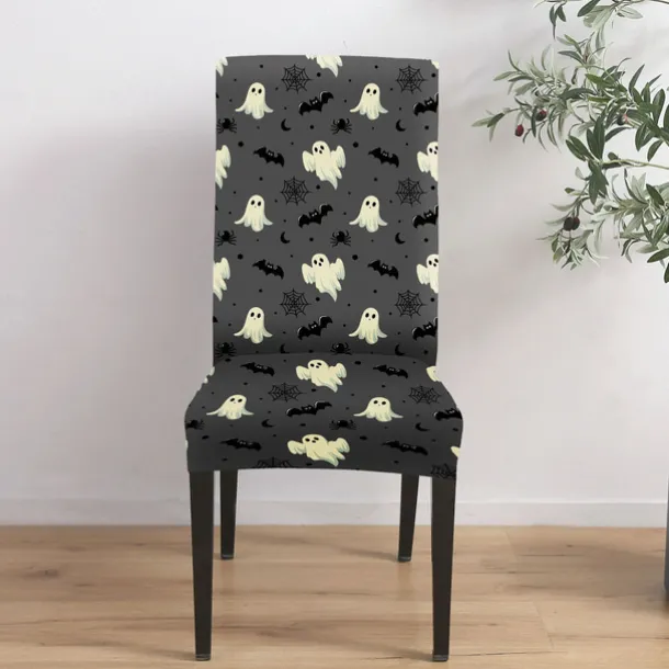 Halloween Skull Pattern Dining Chair Cover Festival Table Decor Dress-up Props For Decoration