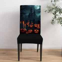 Halloween Skull Pattern Dining Chair Cover Festival Table Decor Dress-up Props For Decoration