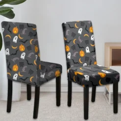 Halloween Skull Pattern Dining Chair Cover Festival Table Decor Dress-up Props For Decoration