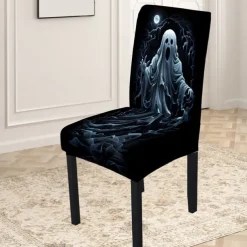 Halloween Skull Pattern Dining Chair Cover Festival Table Decor Dress-up Props For Decoration