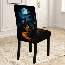 Halloween Skull Pattern Dining Chair Cover Festival Table Decor Dress-up Props For Decoration