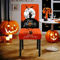 Halloween Skull Pattern Dining Chair Cover Festival Table Decor Dress-up Props For Decoration