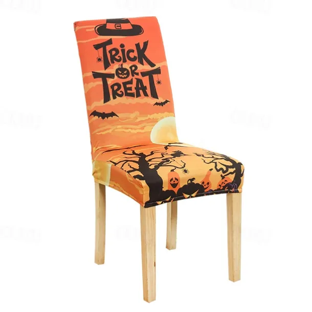 Halloween Skull Pattern Dining Chair Cover Festival Table Decor Dress-up Props For Decoration