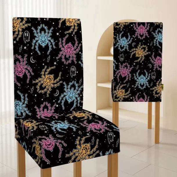 Halloween Skull Pattern Dining Chair Cover Festival Table Decor Dress-up Props For Decoration